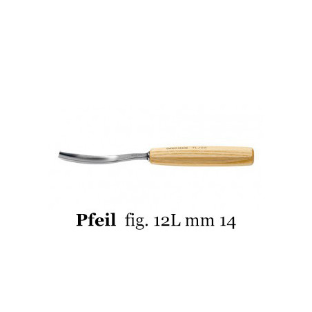 Sgorbia legno Pfeil 12L/14 curva angolo 60° taglio 14 mm