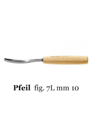 Sgorbia legno Pfeil 7L/10 fusto curvo taglio 10 mm