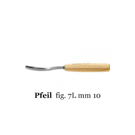 Sgorbia legno Pfeil 7L/10 fusto curvo taglio 10 mm