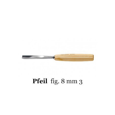 Sgorbia legno Pfeil 8/3 sezione curva 8 taglio 3 mm