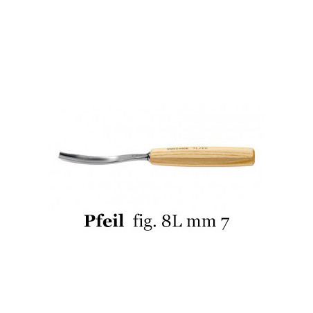 Sgorbia legno Pfeil 8L/7 fusto curvo taglio 7 mm