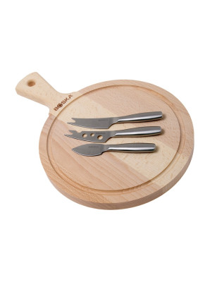 Set 3 coltelli formaggio Boska Amigo con tagliere in legno. Idea regalo per casa cucina
