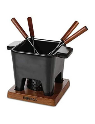 Set per fonduta in porcellana Nero L 400 ml