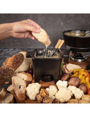 Set per fonduta in porcellana Nero L 400 ml
