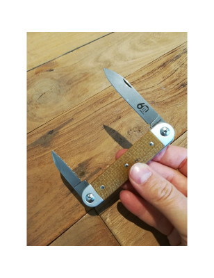 Coltello tasca Maserin Sessantesimo 195 doppia lama manico Micarta