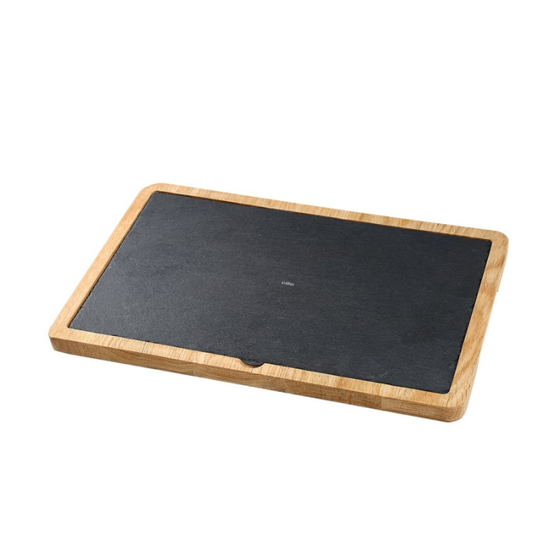Piatto rettangolare Cilio ardesia e legno 33 x 23 cm Piatto rettangolare Cilio ardesia e legno 33 x 23 cm