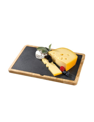 Piatto rettangolare Cilio in ardesia con tavola in legno. Idea regalo casa cucina tavola