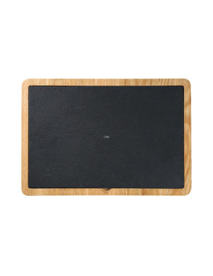 Piatto rettangolare in ardesia con tavola in legno cm 33 x 23