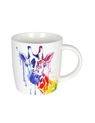 Tazza Konitz Giraffa acquerellata in Bone China 350 ml. Idea regalo per casa tavola cucina