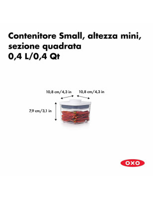 Contenitore piccolo quadrato mini Oxo Pop 400 ml