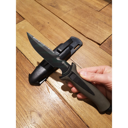 Coltello da sub subacqueo lama fissa Mac Aquatys Camu Green