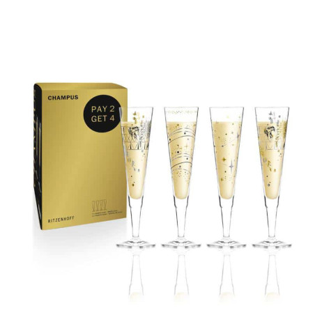 Set 4 calici Champagne Ritzenhoff Champus Duett Werner Bohr