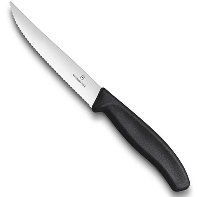 Coltello tavola seghettato Victorinox nero a punta