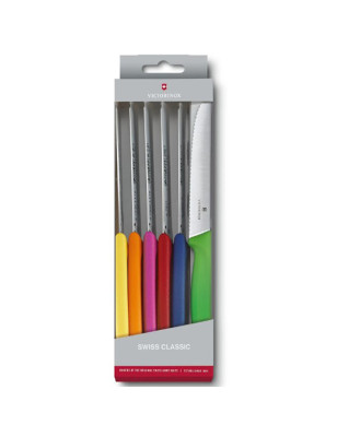 Set 6 coltelli da tavola Victorinox multicolore lama seghettata