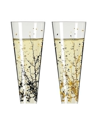 Set 2 calici Champagne Ritzenhoff notte d'oro. Scatola regalo inclusa