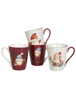 Set 4 tazze mug Konitz Gnomo di natale 340 ml
