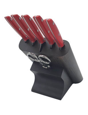 Ceppo Due Cigni wenge pz 5 serie slim rossa+forbice da cucina