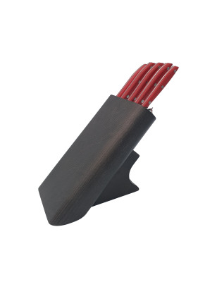 Ceppo Due Cigni wenge pz 5 serie slim rossa+forbice da cucina