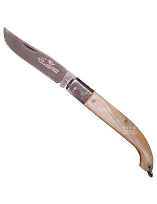 Coltello Zuavo con manico in corno e tesine inox Michele Fraraccio 19 cm
