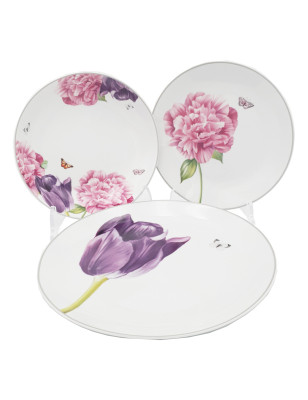 Set 18 piatti Fade Ikebana in porcellana tema floreale