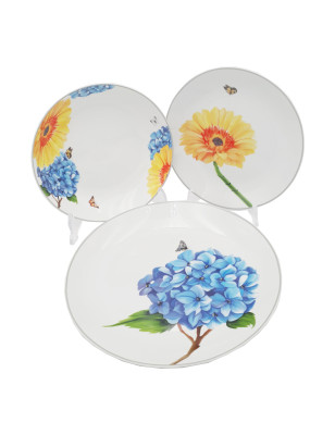 Set 18 piatti Fade Ikebana in porcellana tema floreale