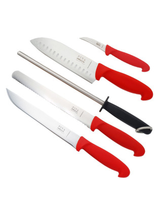 Set 4 coltelli cucina indispensabili Coltelleria Piva con affilacoltelli