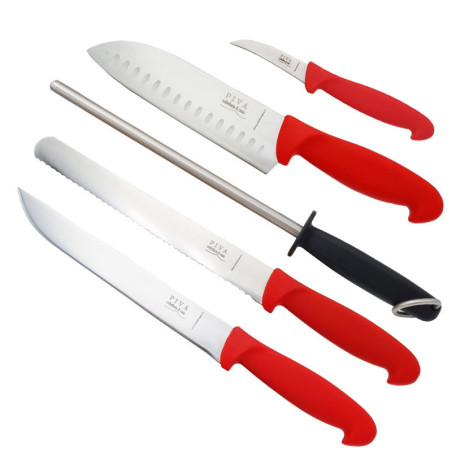 Set 4 coltelli cucina indispensabili Coltelleria Piva con affilacoltelli