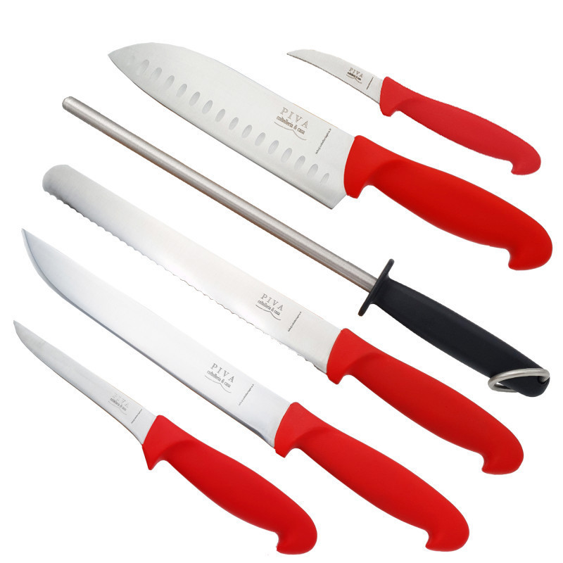 Set 5 coltelli cucina indispensabili Coltelleria Piva con acciaino