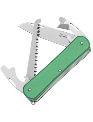 coltello multiuso con manico in alluminio anodizzato verde