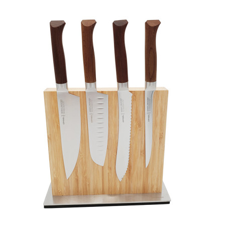 Ceppo magnetico completo di 4 coltelli da cuoco Opinel
