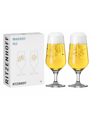 Set 2 calici birra Ritzenhoff Pils Brauchzeit luppolo 37 cl