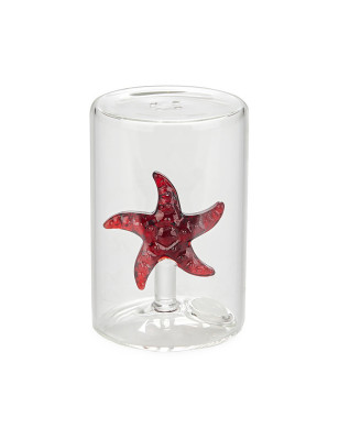 Spargisale Balvi in vetro con stella marina rossa