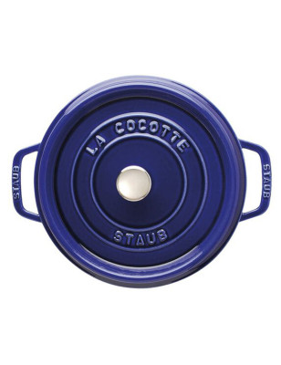 Cocotte rotonda Staub in ghisa vetrificata blu 24 cm