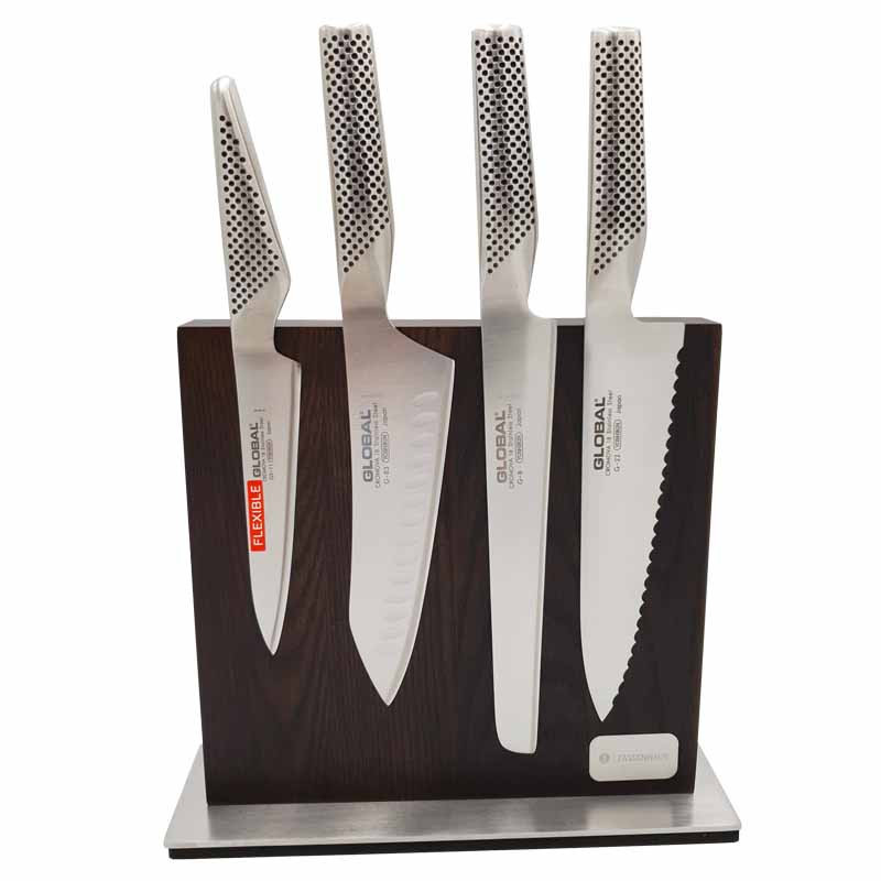 Ceppo magnetico Global completo di 4 coltelli Ceppo magnetico Global completo di 4 coltelli