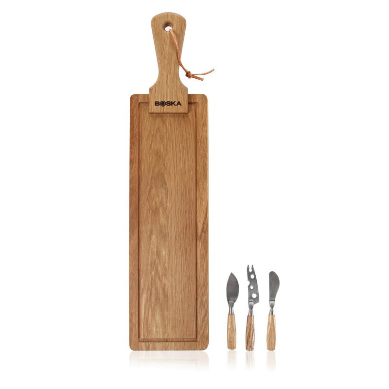 Set 3 coltelli formaggio Boska Friends con tagliere rettangolare Set 3 coltelli formaggio Boska Friends con tagliere rettangolare