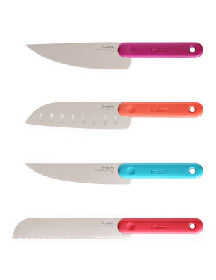 Set 4 coltelli con supporto e tagliere Trebonn Block Chopping Station