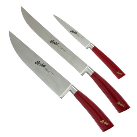 Set 3 coltelli Berkel elegance manico rosso per cucina cuoco chef