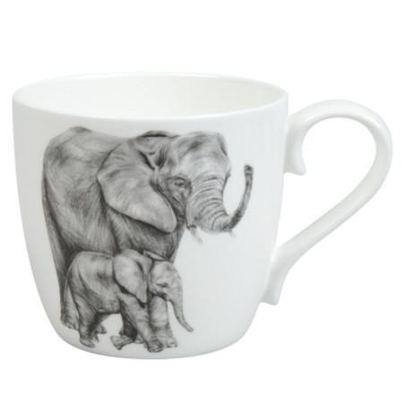 Tazza Konitz Amazing Animals elefanti in bone china 450 ml