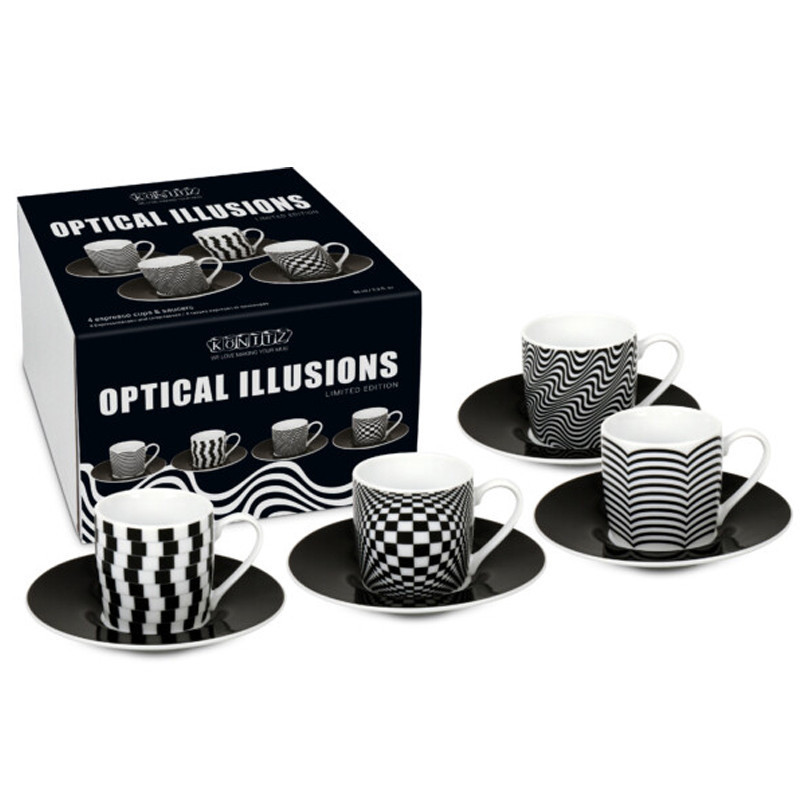 Tazza caffè optical Konitz con piattino in confezione da 4 pezzi Tazza caffè optical Konitz con piattino in confezione da 4 pezzi