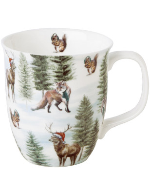 tazza mug in bone china con decori natalizi. Idea regalo casa, cucina, tavola