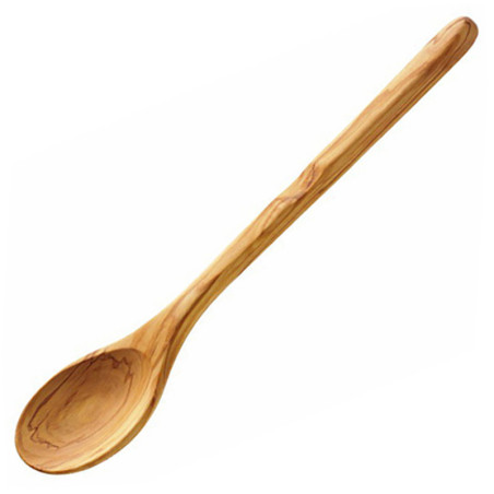 cucchiaio tondo da cucina in legno di ulivo 26 cm
