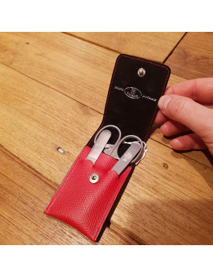 Set manicure Zwilling 3 pezzi con astuccio in pelle rossa