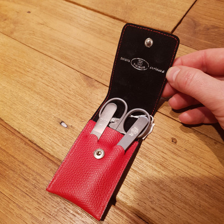 Set manicure Zwilling 3 pezzi con astuccio in pelle rossa