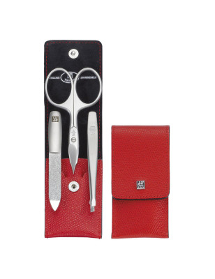 Set manicure Zwilling 3 pezzi con astuccio in pelle rossa