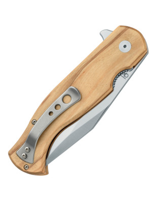 Coltello da tasca tascabile con manico in legno di olivo