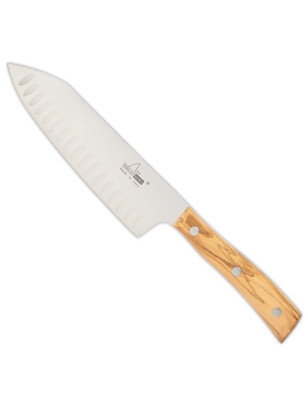 Coltello rocking santoku maglio nero con manico in legno