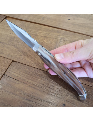 Coltello da tasca tascabile artigianale con manico in vero corno di bue