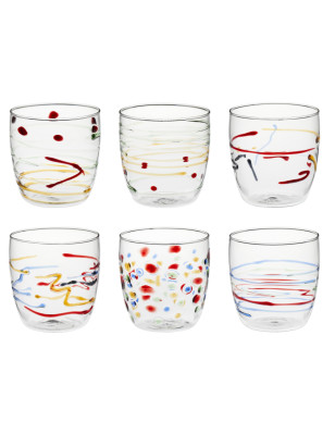 Set 6 bicchieri Carnival Acqua Assortiti Galbiati Milano 390 ml