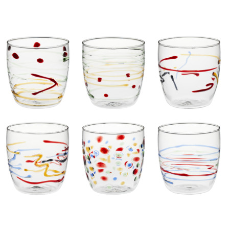 Set 6 bicchieri Carnival Acqua Assortiti Galbiati Milano 390 ml