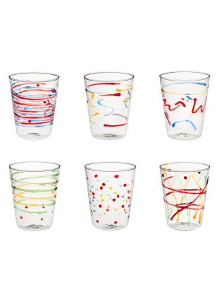 Set 6 bicchieri Acqua Assortiti Galbiati Milano Carnival 470 ml